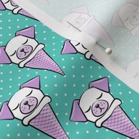 dog cones - icecream cones dogs - purple on teal with polka dots