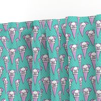 dog cones - icecream cones dogs - purple on teal with polka dots