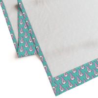 dog cones - icecream cones dogs - purple on teal with polka dots