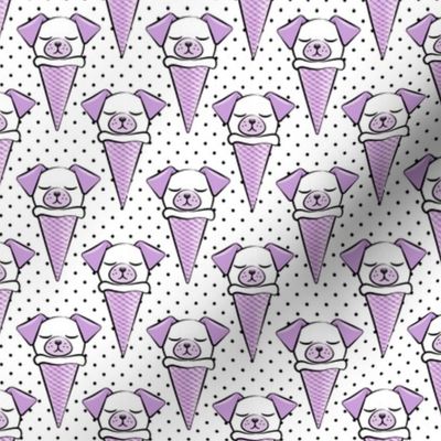 dog cones - icecream cones dogs - purple on black polka dots