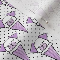 dog cones - icecream cones dogs - purple on black polka dots