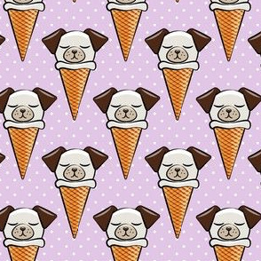 dog cones - icecream cones dogs - purple with  polka dots