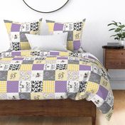 Little Lady//Love you till the cows come home Yellow/Purple - Wholecloth Cheater Quilt - Rotated