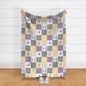 Little Lady//Love you till the cows come home Yellow/Purple - Wholecloth Cheater Quilt - Rotated