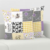 Little Lady//Love you till the cows come home Yellow/Purple - Wholecloth Cheater Quilt - Rotated