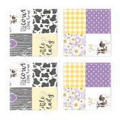 Little Lady//Love you till the cows come home Yellow/Purple - Wholecloth Cheater Quilt - Rotated