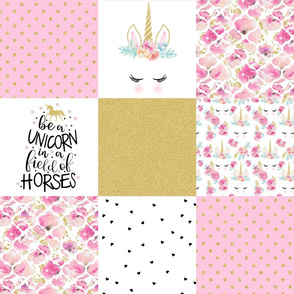 Modified Pink Be a Unicorn - Wholecloth Cheater Quilt 