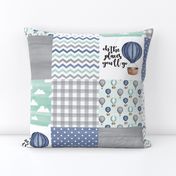 Hot Air Balloon//Oh the places you'll go Navy/Mint/Grey - Wholecloth Cheater Quilt