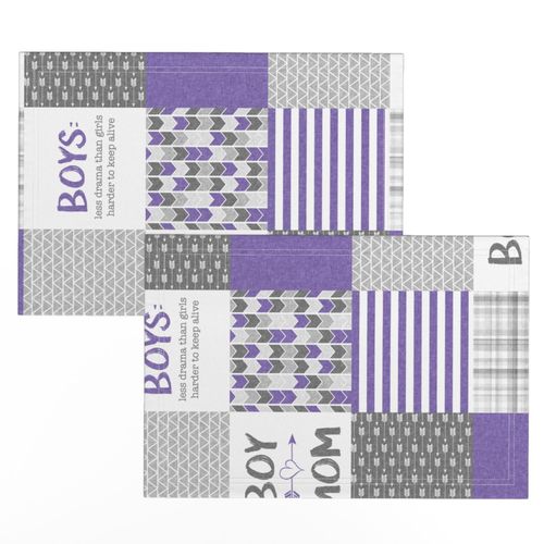 Purple Boy Mom - Wholecloth Cheater Quilt - Rotated