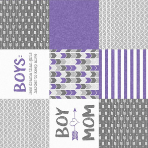Purple Boy Mom - Wholecloth Cheater Quilt - Rotated