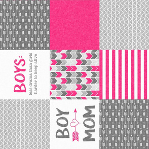 Pink Boy Mom - Wholecloth Cheater Quilt - Rotated