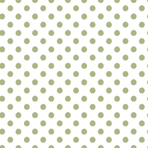 polka dots/green on white