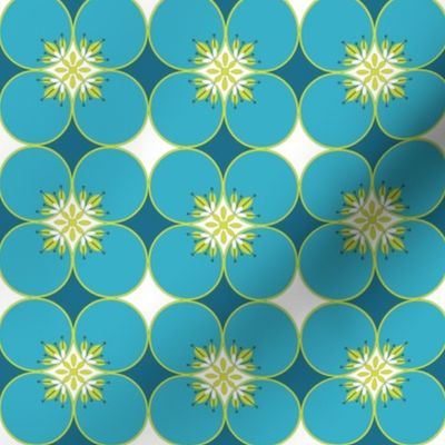 1960s Flower power circles in blue