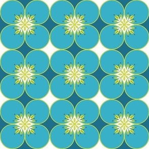 1960s Flower power circles in blue