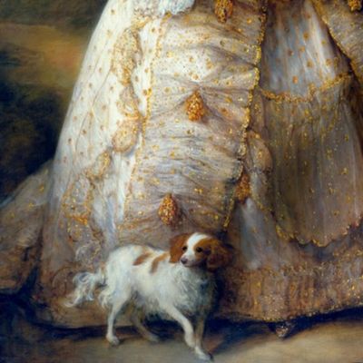 Marie Antoinette inspired princesses queens white yellow gold big gowns lace baroque victorian beautiful lady woman beauty pouf Bouffant dogs pets trees garden sky clouds castle palace bows fans portraits ballgowns flowers floral rococo  elegant gothic lo