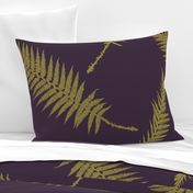 Jumbo scale gold ferns on aubergine