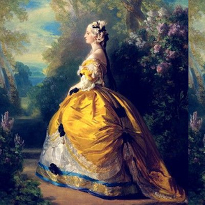 Marie Antoinette inspired princesses queens white yellow big gowns lace baroque victorian beautiful lady woman beauty garden flowers floral trees sky clouds bows portraits ballgowns rococo  elegant gothic lolita egl 18th century neoclassical  historical g