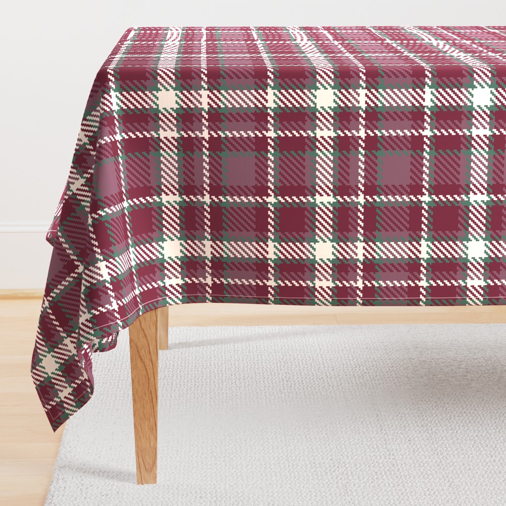 Retro horizontal MCM burgundy tartan