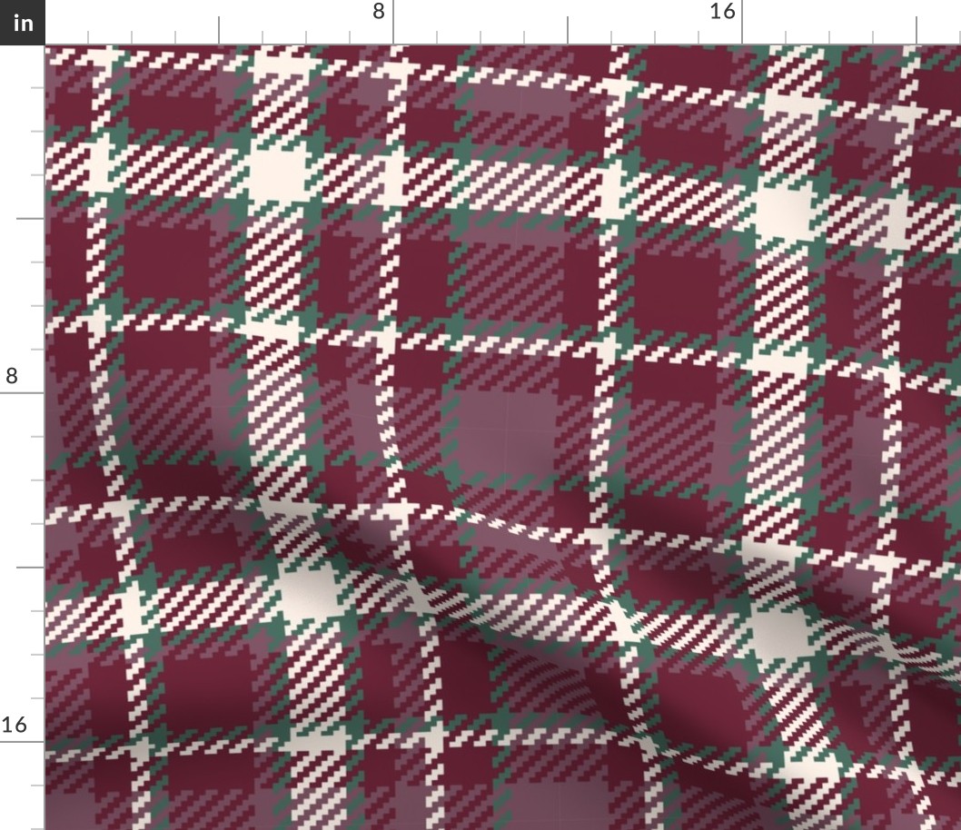 Retro horizontal MCM burgundy tartan