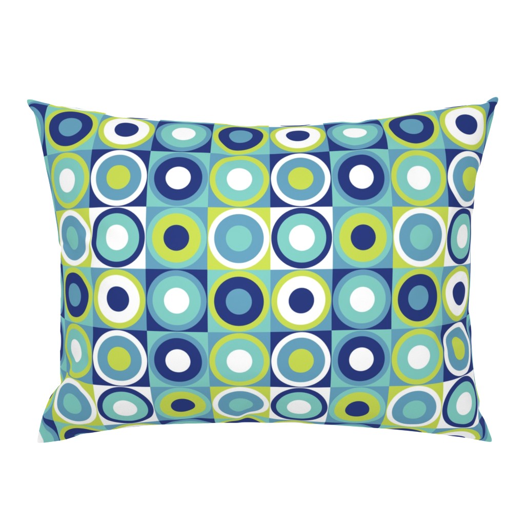 Boho geometric retro circles teal blue neon green