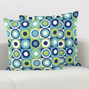 Boho geometric retro circles teal blue neon green