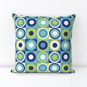 Boho geometric retro circles teal blue neon green