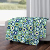 Boho geometric retro circles teal blue neon green