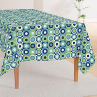 Boho geometric retro circles teal blue neon green