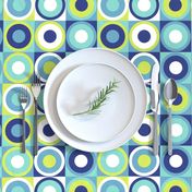 Boho geometric retro circles teal blue neon green