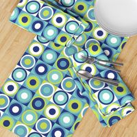 Boho geometric retro circles teal blue neon green