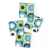 Boho geometric retro circles teal blue neon green