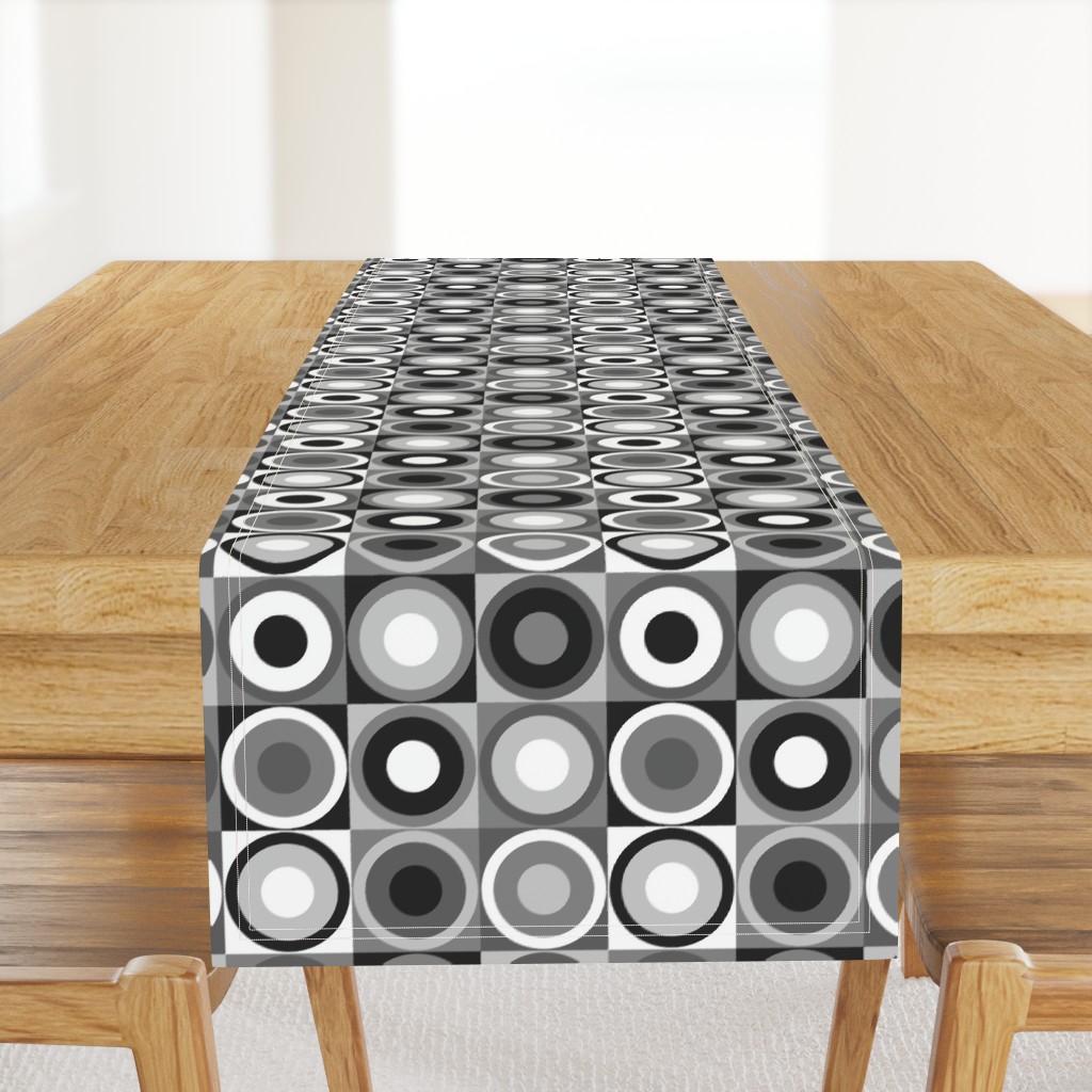 Mid-century modern retro circles black white Wallpaper