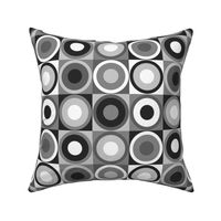 Mid-century modern retro circles black white Wallpaper