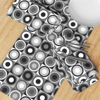 Mid-century modern retro circles black white Wallpaper