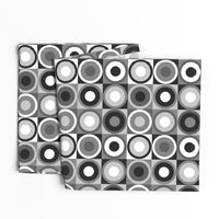 Mid-century modern retro circles black white Wallpaper