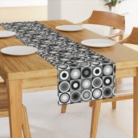 Mid-century modern retro circles black white Wallpaper