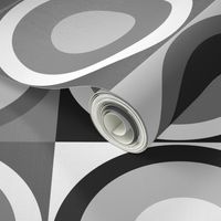 Mid-century modern retro circles black white Wallpaper