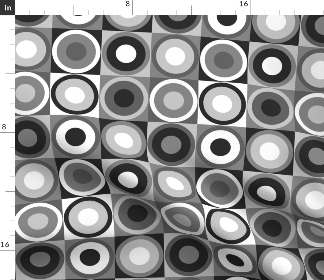 Mid-century modern retro circles black white Wallpaper