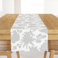Large Scale "Heavenly" Gray Floral on White