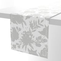 Large Scale "Heavenly" Gray Floral on White