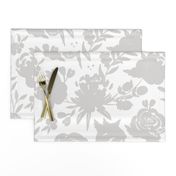 Large Scale "Heavenly" Gray Floral on White