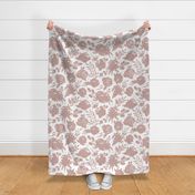 Large Scale "Heavenly" Mauve Floral on White