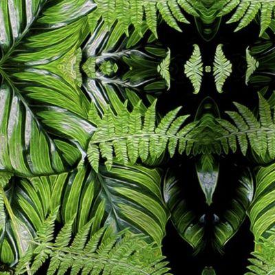 Emerald Forest Leaves & Ferns Pattern