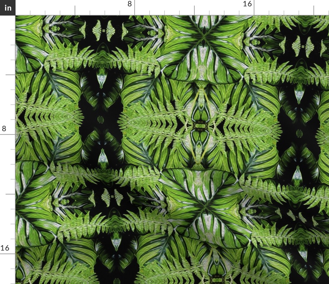 Emerald Forest Leaves & Ferns Pattern