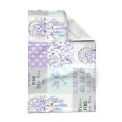 Dream Big Dream Catchers Patchwork Quilt Top – Wholecloth for Girls Purple Lavender Grey Feathers Nursery Blanket Baby Bedding - ROTATED