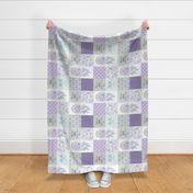 Dream Big Dream Catchers Patchwork Quilt Top – Wholecloth for Girls Purple Lavender Grey Feathers Nursery Blanket Baby Bedding - ROTATED