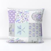 Dream Big Dream Catchers Patchwork Quilt Top – Wholecloth for Girls Purple Lavender Grey Feathers Nursery Blanket Baby Bedding - ROTATED