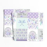 Dream Big Dream Catchers Patchwork Quilt Top – Wholecloth for Girls Purple Lavender Grey Feathers Nursery Blanket Baby Bedding - ROTATED