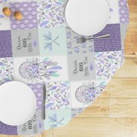 Dream Big Dream Catchers Patchwork Quilt Top – Wholecloth for Girls Purple Lavender Grey Feathers Nursery Blanket Baby Bedding - ROTATED