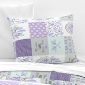 Dream Big Dream Catchers Patchwork Quilt Top – Wholecloth for Girls Purple Lavender Grey Feathers Nursery Blanket Baby Bedding - ROTATED